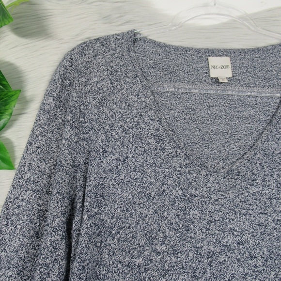 NIC+ZOE Marled V-Neck Casual Long Sleeve Knit Top Tee Women’s Size Medium - Picture 4 of 11